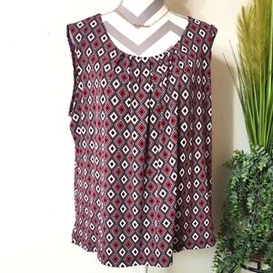 Kasper Red Sleeveless Relaxed Blouse